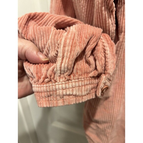 American Eagle Pink Corduroy Button up Blouse Balloon Sleeves Size Medium - Picture 3 of 9